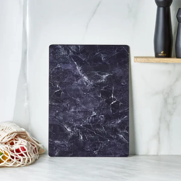 Karaca Ayaz glazen snijplank | marmer design | Zwart