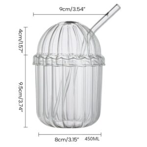 Dome ijskoffieglas met rietje en deksel | 450 ml