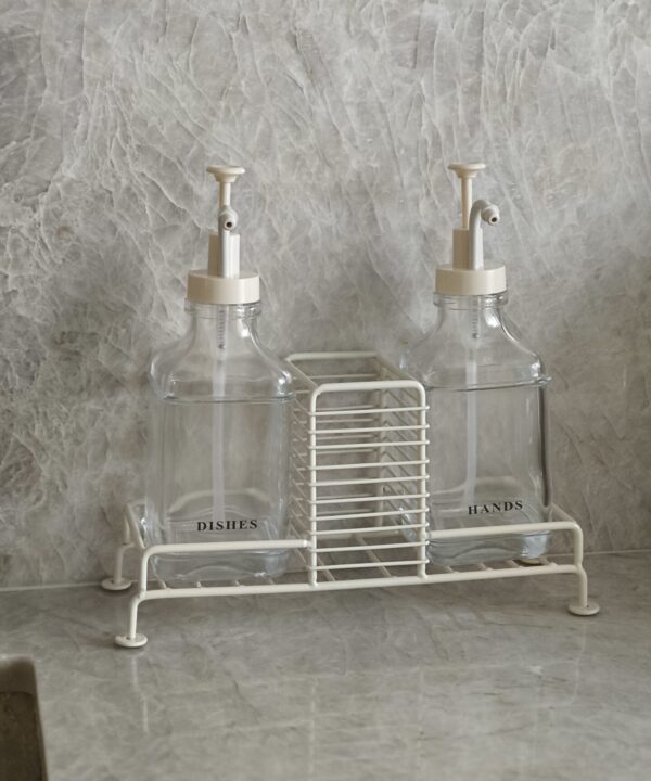 Glove dubbele keukendispenser met metalen houder | Beige