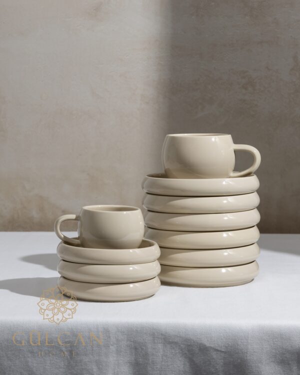 Bondy dupe koffiekopjes | Beige | 12-delig voor 6 personen