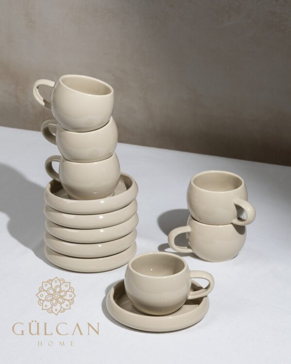 Bondy dupe espresso kopjes | Beige | 12-delig voor 6 personen