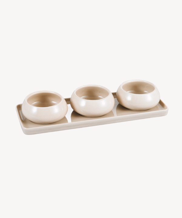 Bondy dupe aperitiefset | 4-delig | beige | 28 cm