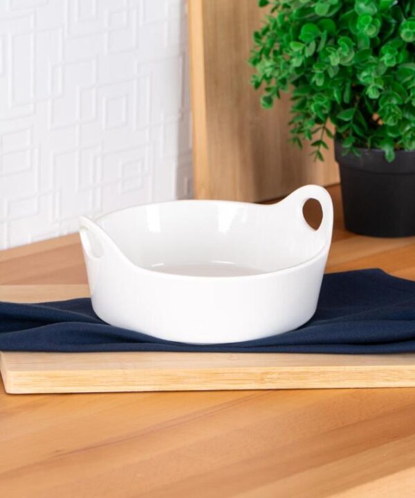 Bianco Perla porseleinen serveerschaal | Met handgrepen | 21 cm | Wit