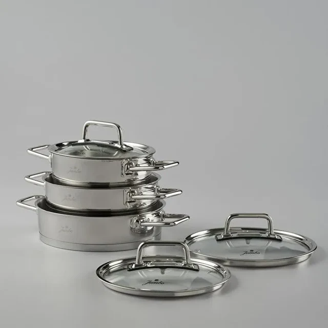 Jumbo Assos 6-delige premium RVS midi pannenset – 16/18/20 cm