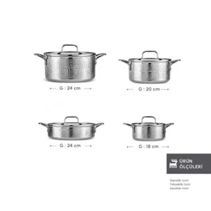 Karaca Powersteel 316+ Enzo 8-delige rvs pannenset