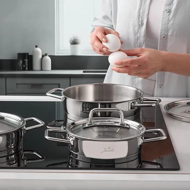 Jumbo Assos 6-delige premium RVS midi pannenset – 16/18/20 cm