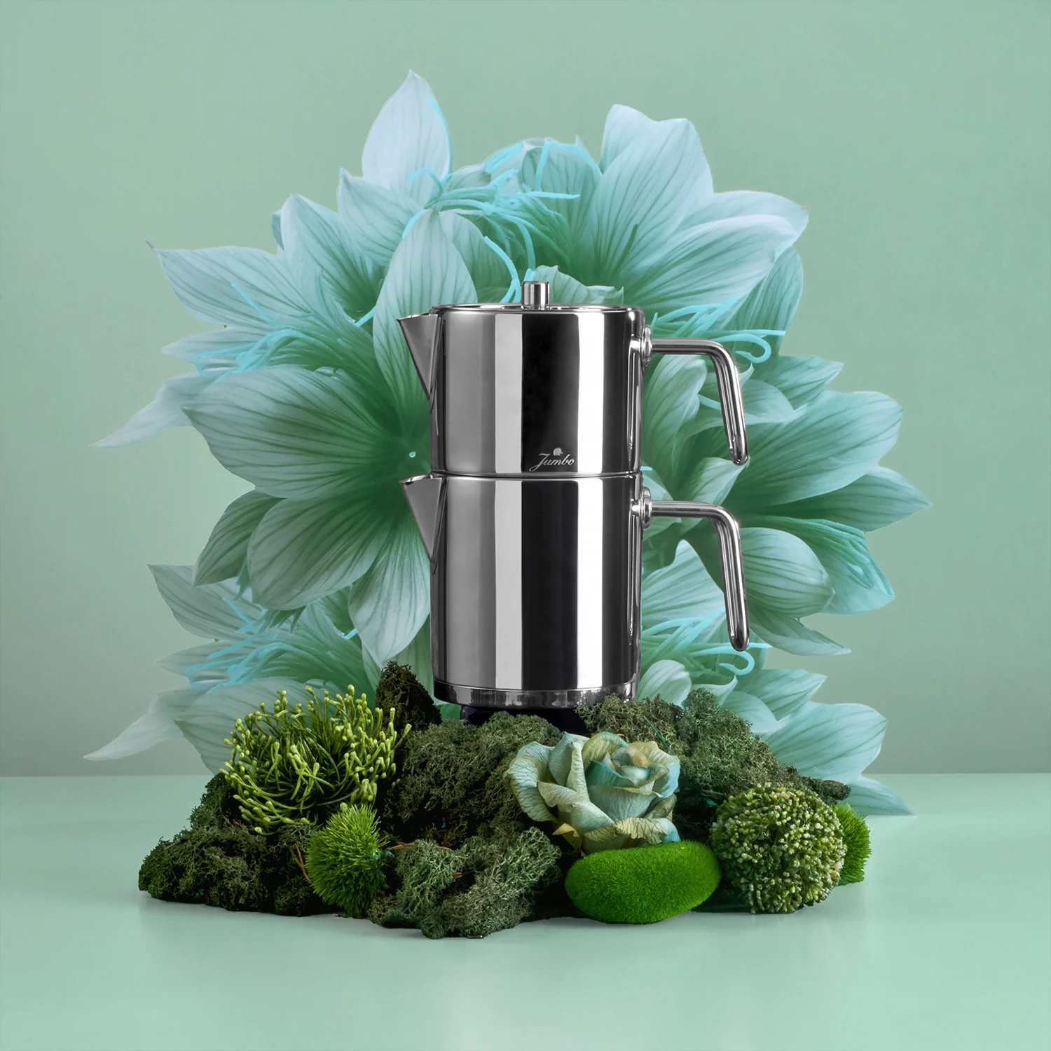 Jumbo Metalix Midi RVS inductie theepot – 18/10 Roestvrijstaal – 1,2 + 0,9 Liter