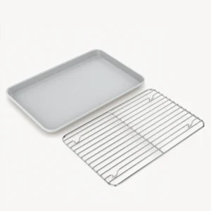 Bakplaat met afkoelrooster beige – PFAS-vrij, keramische antiaanbaklaag