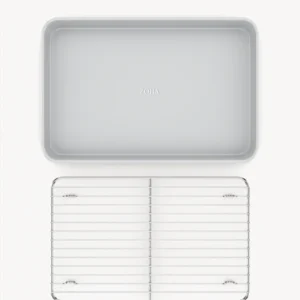 Bakplaat met afkoelrooster beige – PFAS-vrij, keramische antiaanbaklaag