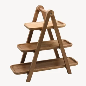 Scala acaciahouten etagere – 3-laagse houten serveerstandaard