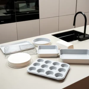 Complete 6-delige bakvormen set beige – Keramische antiaanbak, PFAS-vrij
