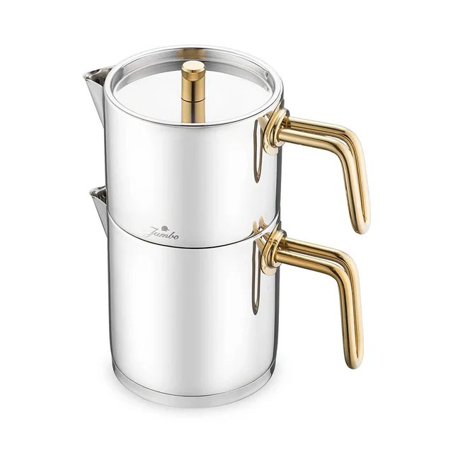 Jumbo Metalix Midi inductie theepot – Titanium goud – 1,2 + 0,9 Liter