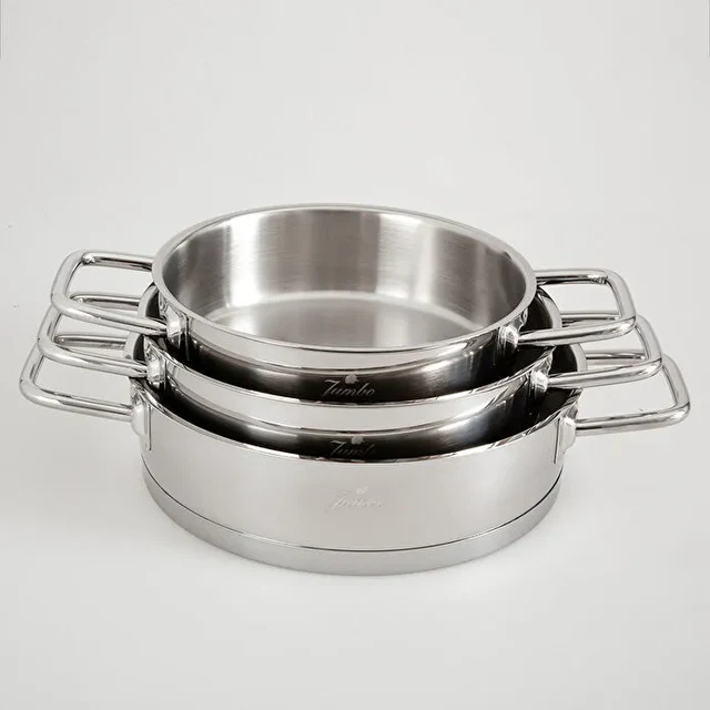 Jumbo Assos 6-delige premium RVS midi pannenset – 16/18/20 cm