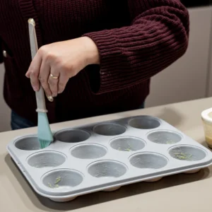 Keramische muffinvorm beige – 12-Vaks, PFAS-vrij, Antiaanbak