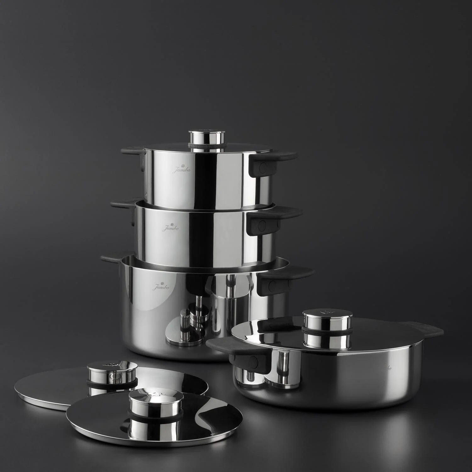 Jumbo Infinity 3-Ply 8-delige pannenset – Premium Tri-Ply roestvrijstaal