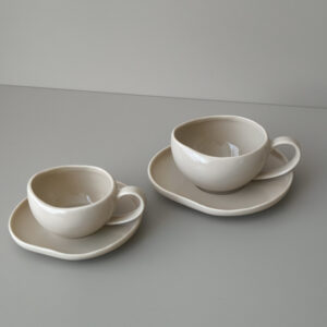 Wave Biscuit espressokopjes beige | 12-delige set | 120 ml