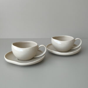 Wave Biscuit espressokopjes beige | 12-delige set | 120 ml