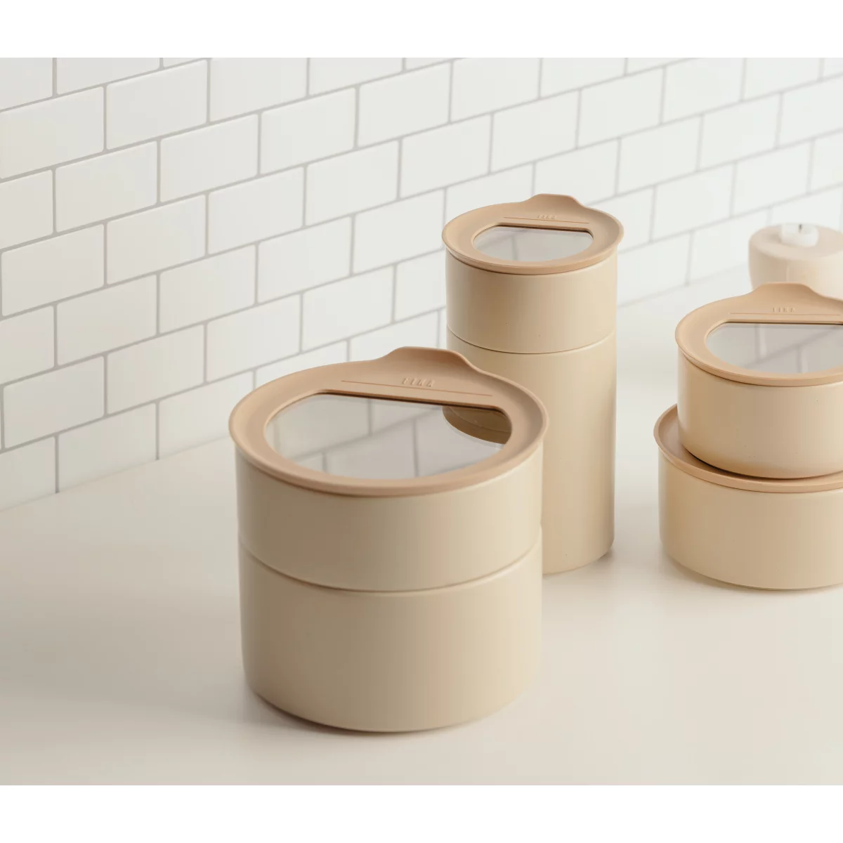 Neoflam FIKA One keramische bewaardozen set | 6-delig | Sand beige