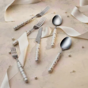 Karaca Pearl 24-delige bestekset voor 6 personen | Wit-zilver