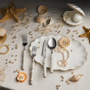 Karaca Pearl 24-delige bestekset voor 6 personen | Wit-zilver