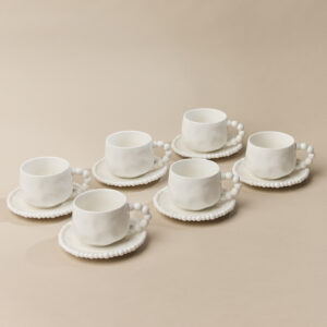 Pearly koffiekopjes set voor 6 personen – 200 ml – Wit