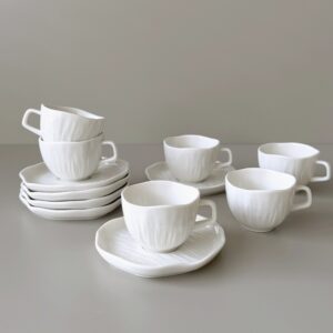 Fiora 12-delige espressokopjes set voor 6 personen | Wit | 80 ml