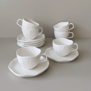 Fiora 12-delige koffiekopjes set voor 6 personen | Wit | 200 ml