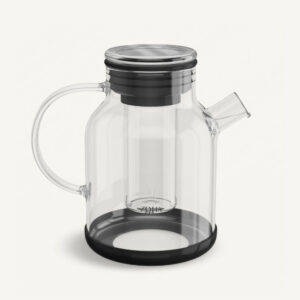Glazen theepot met filter 1,5L – Borosilicaat glas – Zwart