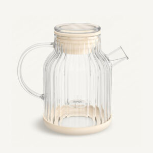 Glazen theepot met filter 1,5L – Borosilicaat glas – Beige