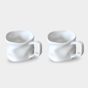 Diamond wave mok met oor | 2 stuks | Wit