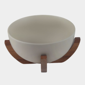 Terra keramische kom Ø 23 cm met acaciahouten houder