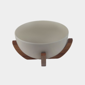 Terra keramische kom Ø 18 cm met acaciahouten houder