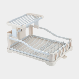 Aluminium afdruiprek met lekbak & bestekhouder | Beige