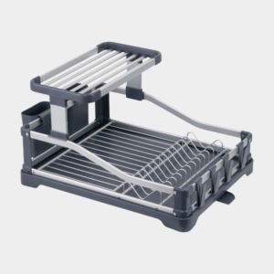 Aluminium afdruiprek met lekbak & bestekhouder | Antraciet