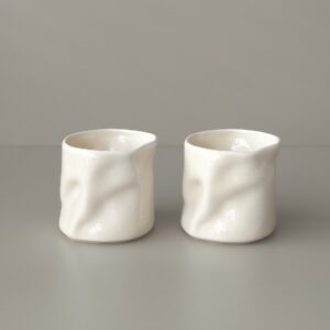 Diamond wave keramieken mok 2 stuks | Creme