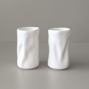 Diamond wave keramieken mok lang | 2 stuks | Wit