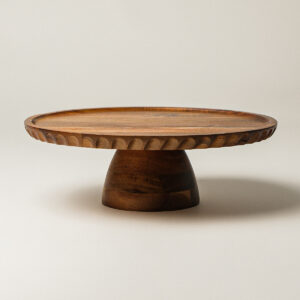 Coline acacia houten taartplateau op voet – 28 cm