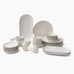 Bloomy Lotus ontbijtset 31-delig voor 6 personen – Crème