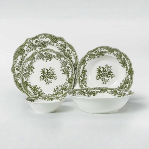 Vintage porseleinen serviesset met bloemen design | Groen