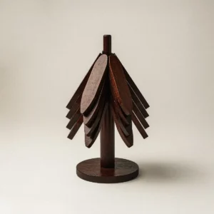 Folia – Acacia houten onderzetters met staander, Set van 4