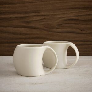 Aesthetic koffiemokken set van 2 – 200 ml – Keramiek – Crème mat