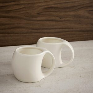 Aesthetic koffiemokken set van 2 – 200 ml – Keramiek – Crème glans