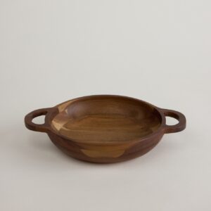 Acacia Houten serveerschaal Ø18 cm – Met handgrepen