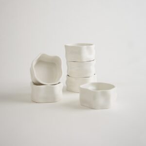 Nordic dipschalen organisch | Set van 6 stuks | 8 cm | Wit