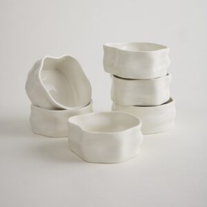 Nordic snackschalen organisch | Set van 6 stuks | 12 cm | Wit