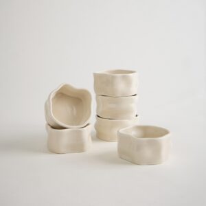 Nordic dipschalen organisch | Set van 6 stuks | 8 cm | Crème 