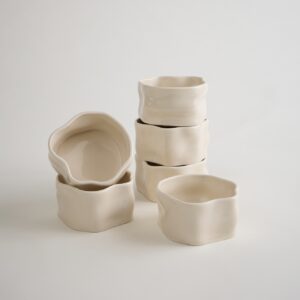 Nordic snackschalen organisch | Set van 6 stuks | 9,5 cm | crème 