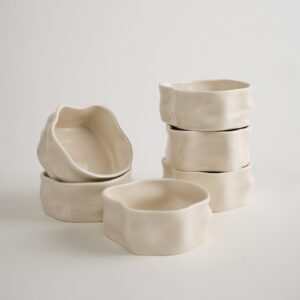 Nordic snackschalen organisch | Set van 6 stuks | 12 cm | Crème 