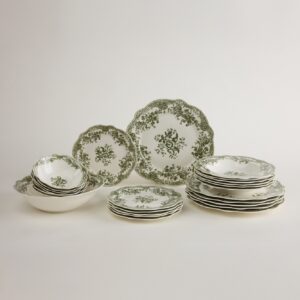 Vintage porseleinen serviesset met bloemen design | Groen