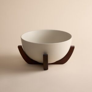 Terra keramische kom Ø 18 cm met acaciahouten houder